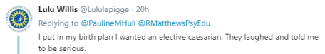 19-Jun-17 twitter tweet Lulu Willis on long labour and no CS3